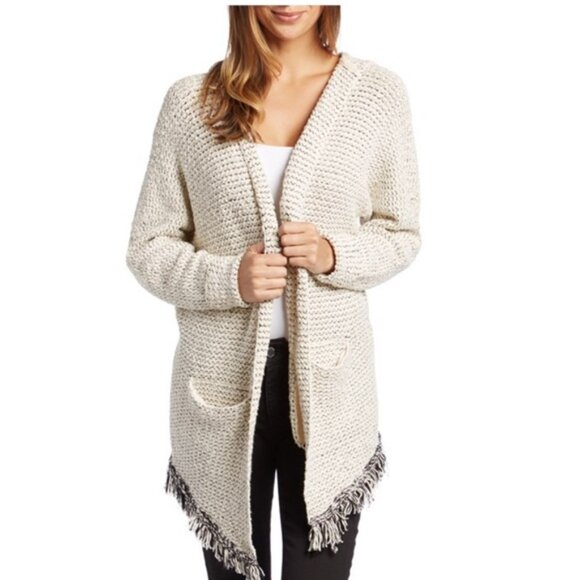 Free People Love Me Tender Hood Fringe Oversized Boho Cardigan Sweater Open Knit - Picture 10 of 16
